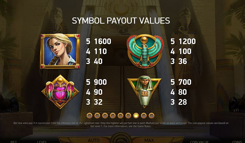 The paytable of the Mercy of the Gods slot.